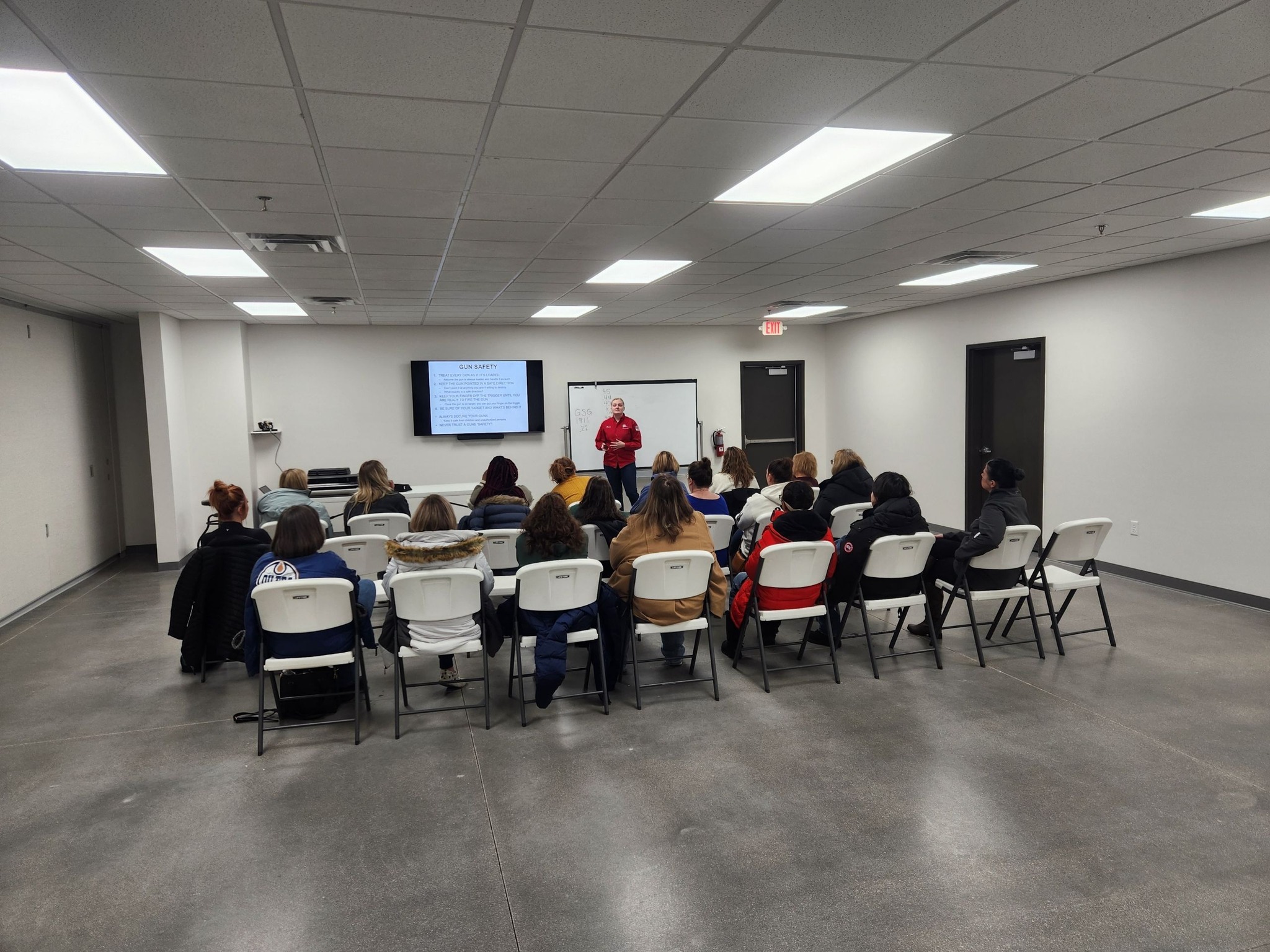 Students participating in a gun safety class at Red River Range